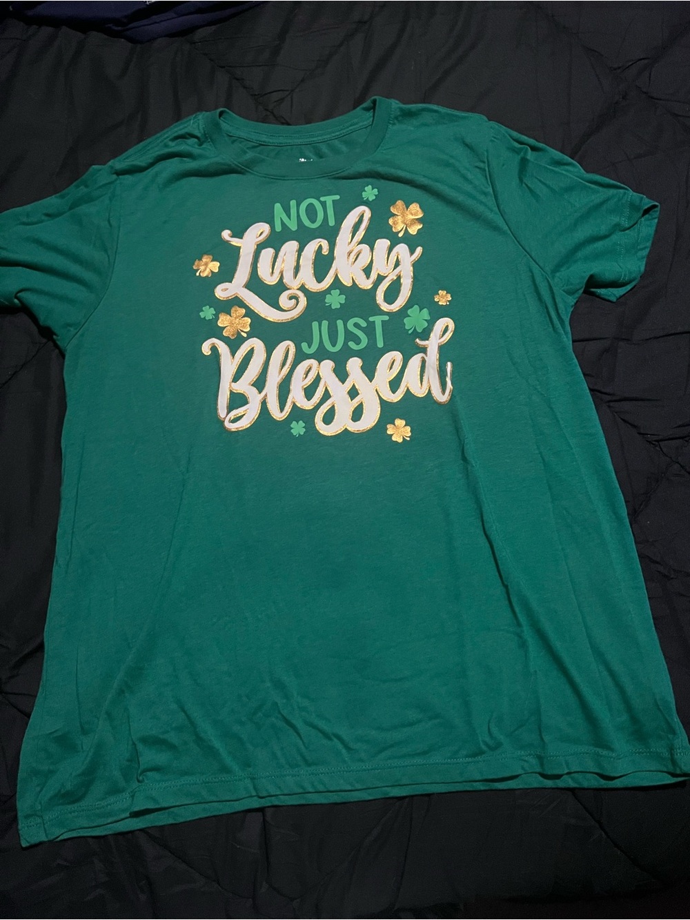 Kids Green 'Not Lucky Just Blessed' Graphic Tee